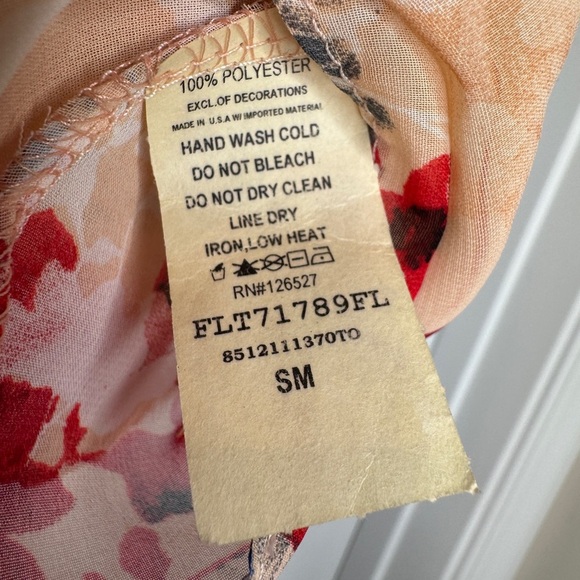 Sis Sis Women’s Floral sheer strappy cami top with lace trim, Sz Small - Picture 4 of 7